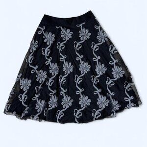 Only Hearts Black and White Floral Mesh Skirt